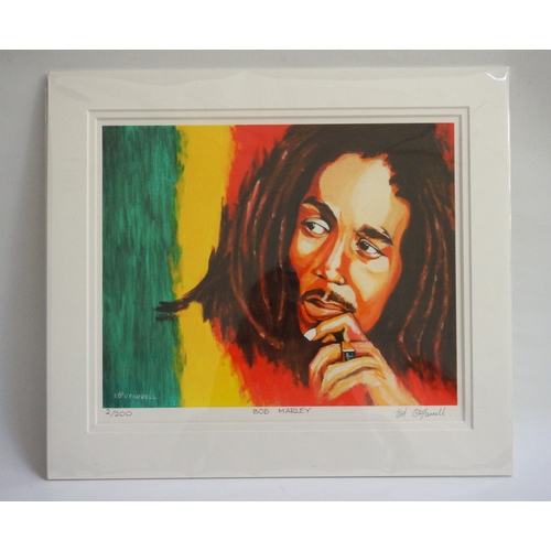 299 - ED O'FARRELL
Bob Marley, limited edition print, signed and numbered 2/200, 28cm x 33.5cm