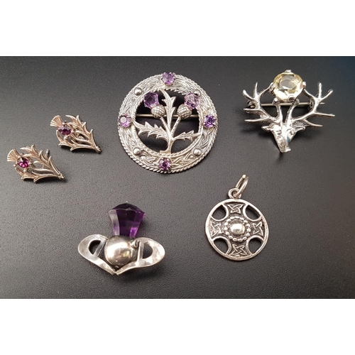 76 - SELECTION OF SCOTTISH SILVER AND OTHER JEWELLERY
comprising a John Hart Iona silver pendant with Cel... 