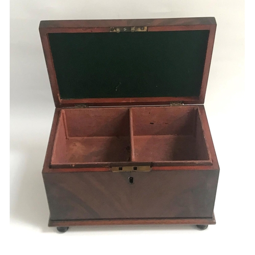 252 - GEORGIAN MAHOGANY TEA CADDY
of plain rectangular form with a lift up lid and replaced division inter... 