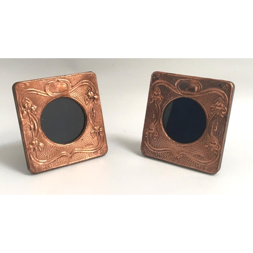 263 - PAIR OF ART NOUVEAU STYLE COPPER PHOTOGRAPH FRAMES
the square frames with relief scroll and tendril ... 