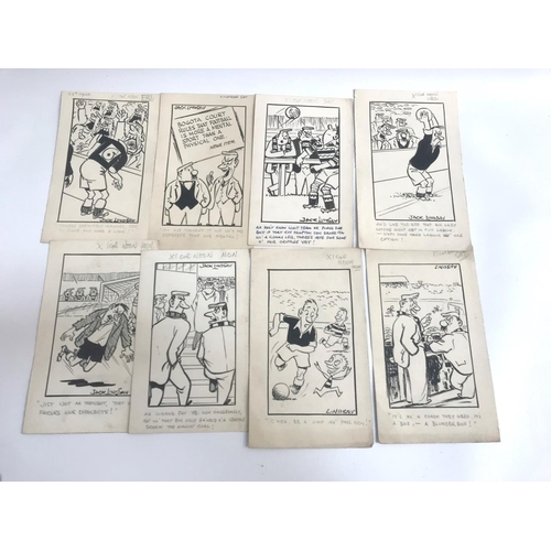 169 - JACK LINDSAY (Glasgow Noon Record)
nine original pen and ink football cartoons, circa 1940/50's, sig... 