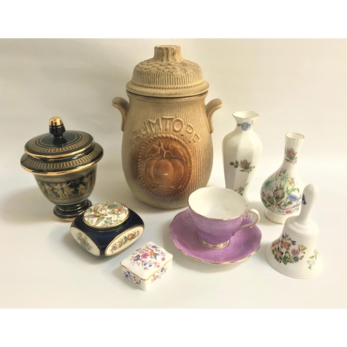 117 - MIXED LOT OF CERAMICS
including a pottery West German Rumtopf jar, two Aynsley Wild Tudor vases, Ayn... 