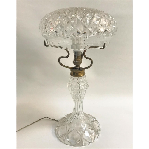 126 - EARLY 20th CENTURY CUT GLASS MUSHROOM TABLE LAMP
the removable shade with diamond cut decoration, 44... 