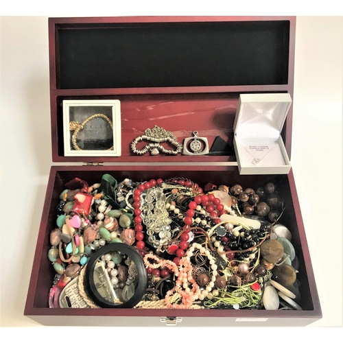 87 - LARGE SELECTION OF COSTUME JEWELLERY
including a pearl bracelet, a CZ set platinum plated pendant on... 