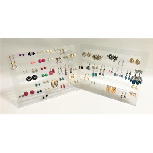 90 - FIFTY-NINE PAIRS OF COSTUME JEWELLERY EARRINGS
of various designs and sizes, studs and drops, includ... 