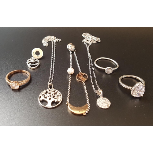 102 - SELECTION OF SILVER AND OTHER FASHION JEWELLERY
including two silver pendant on chains, a Swarovski ... 