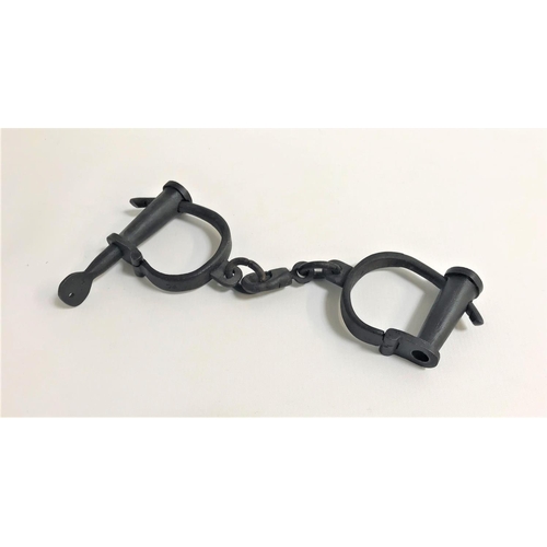 65 - PAIR OF VINTAGE POLICE OR PRISON HANDCUFFS
with screw key operation