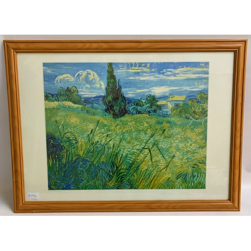 73 - VINCENT VAN GOUGH
Outdoor Cafe, print, 52.5cm x 42cm, and companion Green Wheat Field With Cypress, ... 