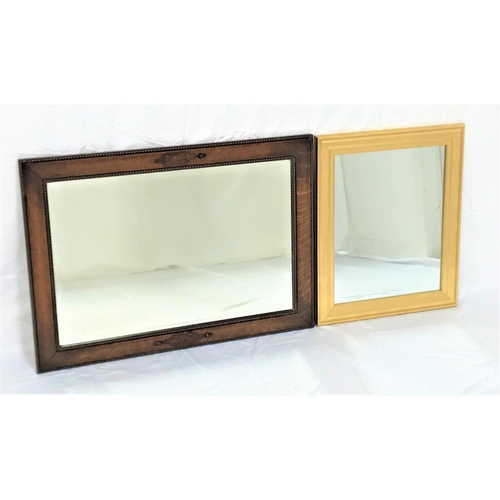 94 - OAK FRAME RECTANGULAR WALL MIRROR
with a bevelled plate, 64cm x 89.5cm; together with a rectangular ... 