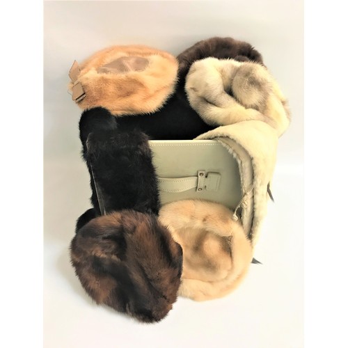 251 - SELECTION OF VINTAGE FUR ACCESSORIES
including a large muff; six hats including examples by Jaeger a... 