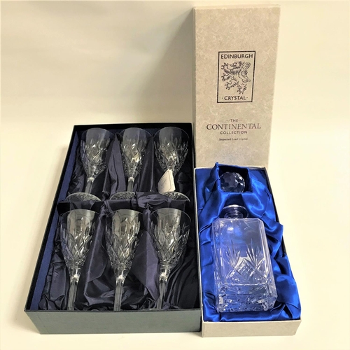 141 - BOXED SET OF SIX STUART CRYSTAL WINE GLASSES
in the Shaftesbury pattern, boxed, together with an Edi... 