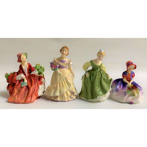 145 - FOUR ROYAL DOULTON FIGURINES
comprising Lydia HN1908, 12cm high; The Bridesmaid HN2148, 14cm high; F... 