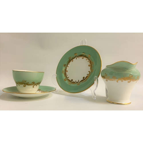 150 - AYNSLEY TEA SERVICE
decorated in the Sherwood pattern and comprising tea cups, saucers, milk jug, su... 