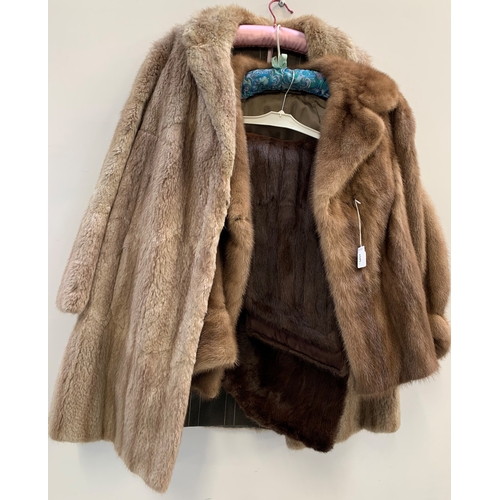 245 - LADY'S MINK JACKET
with the lining embroided ADW, a mink stole with ADW embroided to the lining and ... 