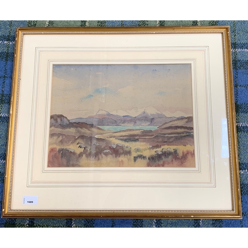 334 - G.L.GEEKIE
An Teallach in early spring, watercolour, signed with label to verso dated 1906, 28cm x 3... 