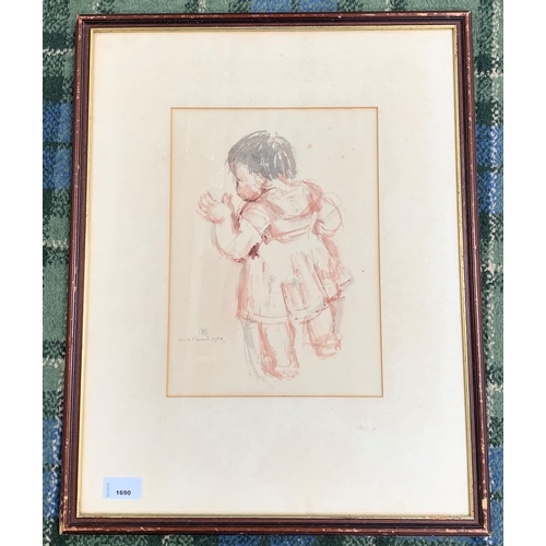 335 - BRITISH SCHOOL
The child, watercolour, indistinctly signed and dated 1953, 30cm x 21.5cm