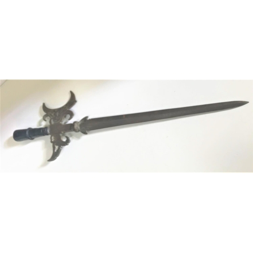 214 - CHINESE STYLE HALBERD IRON HEAD
with a flattened spear head and curved blade face with a down turned... 