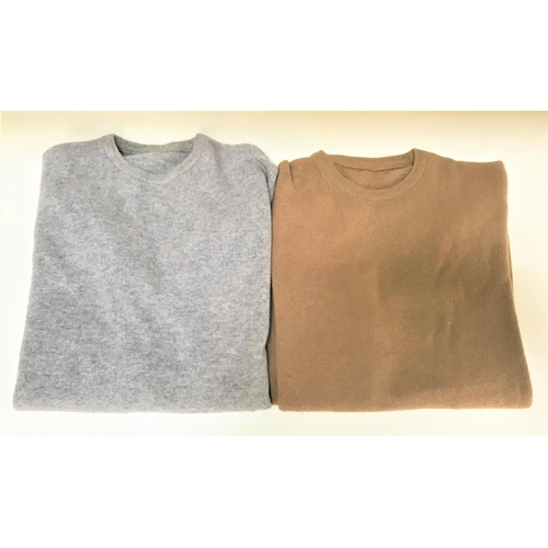 259 - TWO CASHMERE CREW NECK JUMPERS
one in grey and the other fawn, no labels (2)