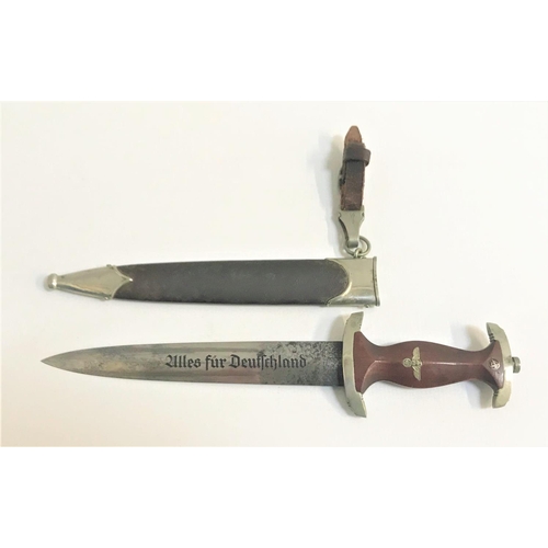 289 - GERMAN THIRD REICH DRESS DAGGER
with brown hardwood handle inset with eagle and enamel SA, the blade... 