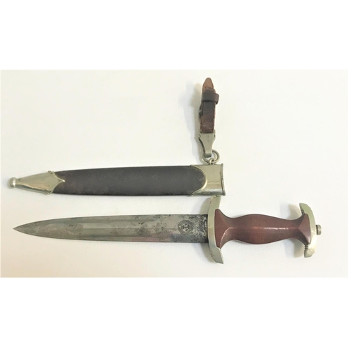 289 - GERMAN THIRD REICH DRESS DAGGER
with brown hardwood handle inset with eagle and enamel SA, the blade... 