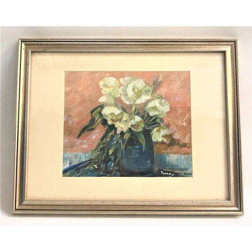 348 - OIL ON BOARD STILL LIFE OF VASE OF FLOWERS
signed Vanna, 21cm x 24.5cm