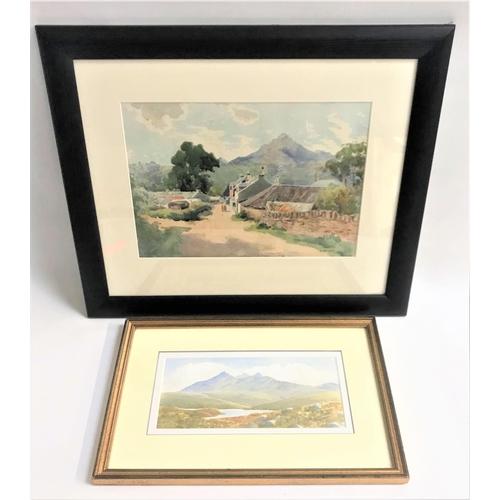 355 - D. PATON
Scottish Village Scene, watercolour, signed, 24cm x 34cm; together with another Scottish mo... 