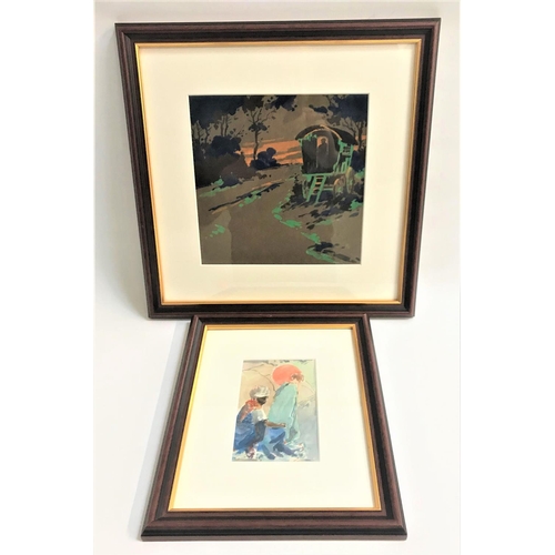 356 - ATTRIBUTED TO EVERETT GALLOWAY
Caravan in woodland setting and Eastern figure scene, both watercolou... 