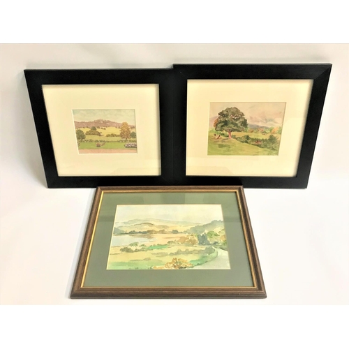 367 - E.L. GOLDSMITH
Meadow view, watercolour, signed and dated October 1925, 10.5cm x 14cm; M. Dunn, Roll... 