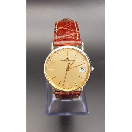 81 - GENTLEMEN'S BAUME & MERCIER EIGHTEEN CARAT GOLD CASED WRISTWATCH
the gilt dial with baton five minut... 