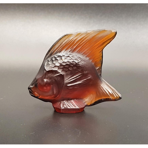 173 - LALIQUE FROSTED AMBER COLOURED GLASS FISH ORNAMENT
marked 'Lalique. France', 4.8cm high
