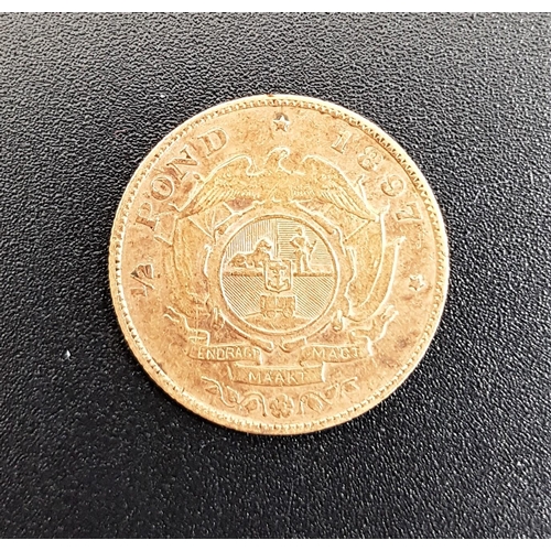 316 - SOUTH AFRICA 1/2 POND GOLD COIN
dated 1897