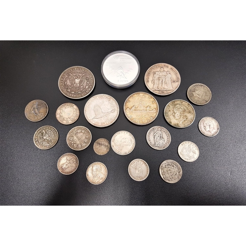 321 - SELECTION OF WORLD SILVER COINS
with silver contents ranging from 500 to 925, including a Proof Mont... 