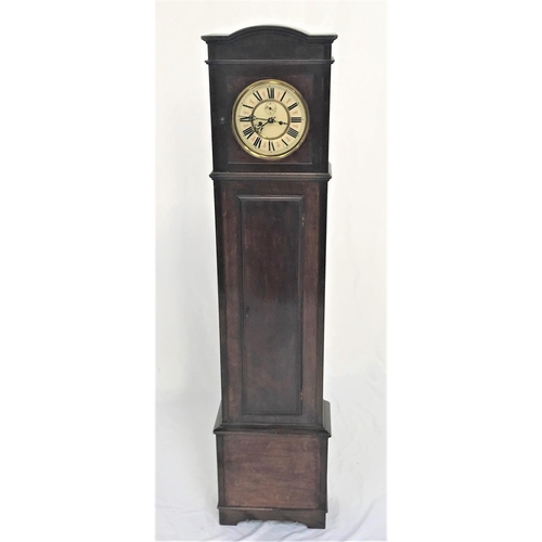 382 - EIGHT DAY GRANDMOTHER CLOCK
in a stained oak case with an arched hood and circular dial with Roman n... 