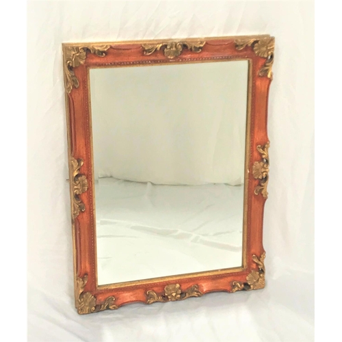 452 - GILTWOOD OBLONG WALL MIRROR
with a bevelled plate, 82.5cm x 62cm