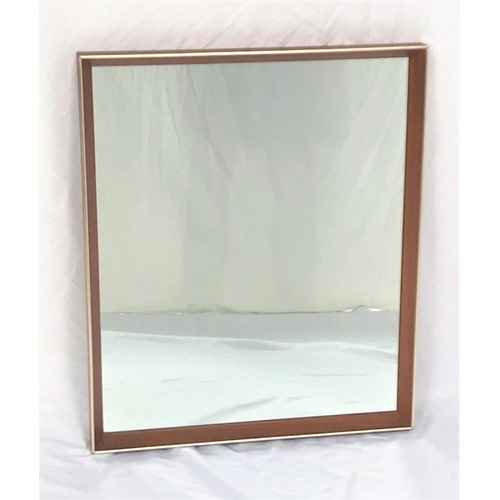 473 - A.YOUNGER LTD TEAK WALL MIRROR
with brass banding to the frame, with a plain plate, 64cm x 54cm