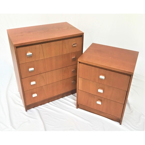 477 - RETRO TEAK CHEST
with a plain top above four long drawers, standing on a plinth base, 83cm high; tog... 