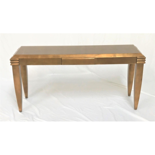 495 - GILTWOOD CONSOLE TABLE
the oblong top with canted edges, standing on tapering supports, 153cm wide