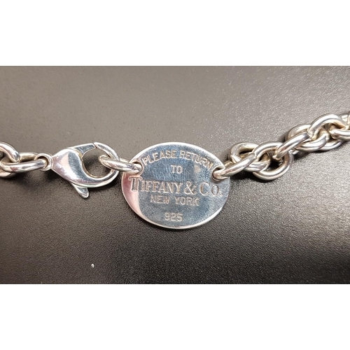 94 - TIFFANY AND CO. SILVER RETURN TO TIFFANY OVAL TAG CHOKER
the belcher link chain with oval tag engrav... 