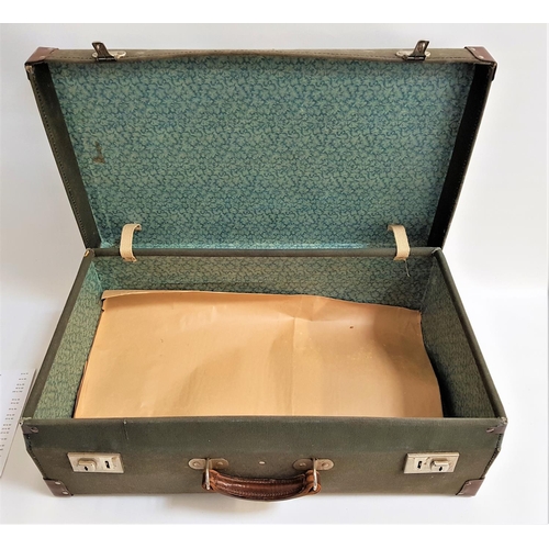 187 - VINTAGE CANVAS SUITCASE
with reinforced corners and leather handle, 61.5cm wide