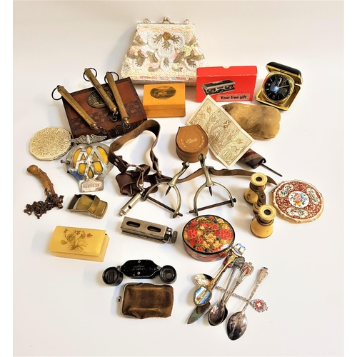 217 - MIXED LOT OF COLLECTABLES
including various opera glasses, Bank Of Scotland £1 note, bosun's whistle... 