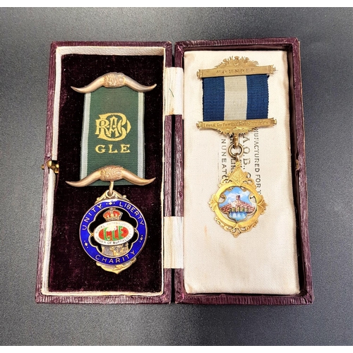 300 - ORDER OF BUFFALO MEDAL
in silver gilt and enamel, inscribed to verso 'Presented To Bro. G. Mowbray B... 