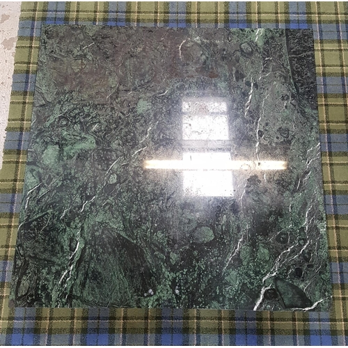 465 - GREEN MARBLE SQUARE TOP OCCASIONAL TABLE
raised on four green marble stout square supports, 121.5cm ... 