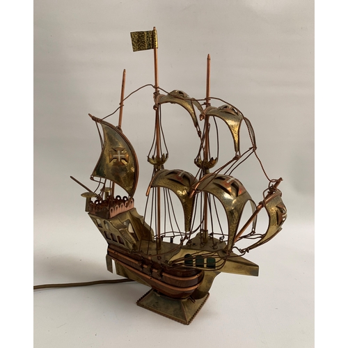 307 - THREE MAST BRITISH GALLEON SHIP
with wooden hull and brass and copper upper deck sections, converted... 