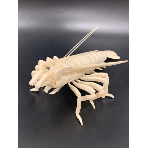 312 - IMPRESSIVE JAPANESE CARVED IVORY ARTICULATED CRAYFISH
naturalistically carved with jointed legs, tai... 