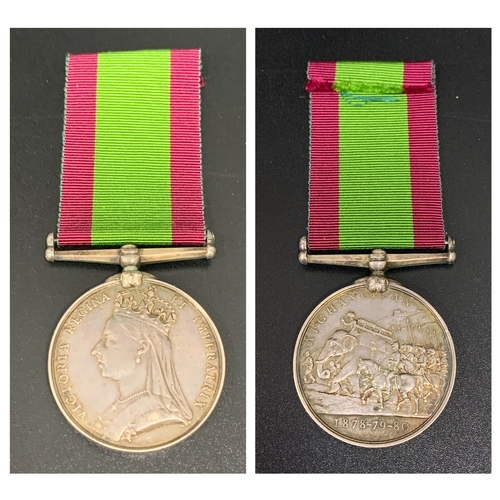 477 - QUEEN VICTORIA AFGHANISTAN 1878-79-80 MEDAL
named to 183 Trumpeter W. Moffat I/C. R. H. A. with ribb... 