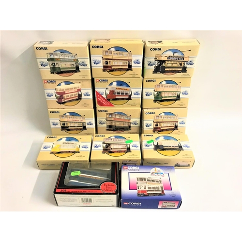 433 - SELECTION OF THIRTEEN CORGI DIE CAST TRAMS
all boxed and a Gillbow die cast tram, boxed (14)