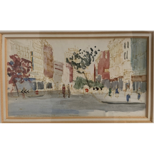 522 - I. LESLEY MAIN
Sauchiehall Street, Glasgow, watercolour, signed and dated 1981, 11.7cm x 21cm