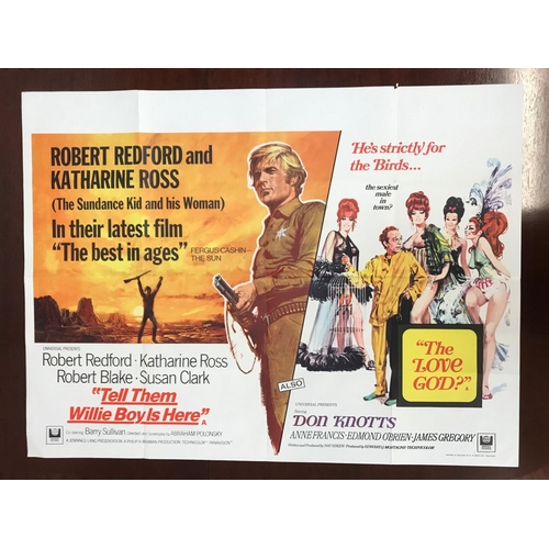 384 - TEN 1960s BRITISH QUAD FILM POSTERS
comprising 2x Double bill - 'Tell them Willie Boy is here'/'The ... 