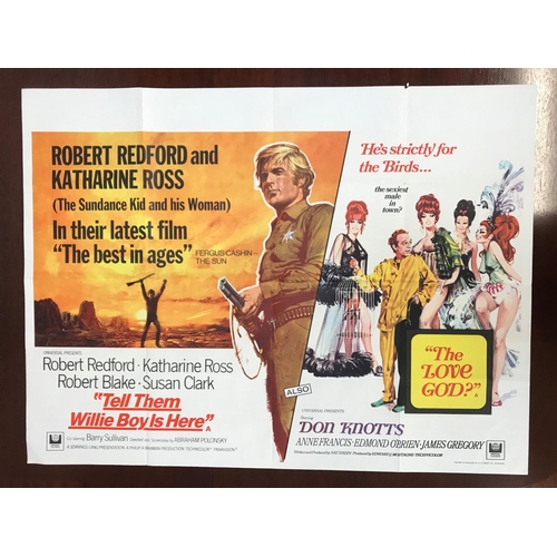 384 - TEN 1960s BRITISH QUAD FILM POSTERS
comprising 2x Double bill - 'Tell them Willie Boy is here'/'The ... 