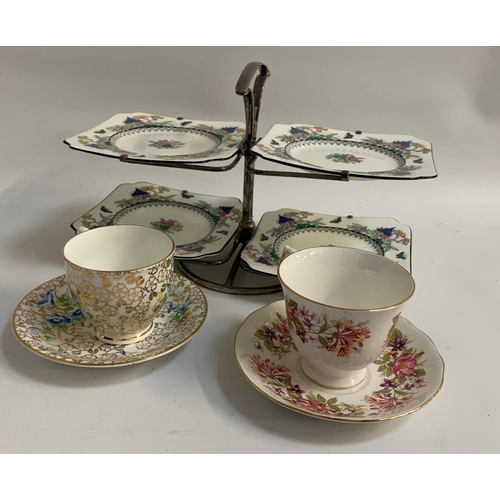 224 - MIXED LOT OF TEA WARE
including a Royal Doulton two tier cake stand, Colclough floral decorated tea ... 